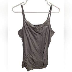 VTG Y2K Lace Trim Cami 1X‎ Gray Festival Grunge Fairy Casual Preppy Indie Sleaze